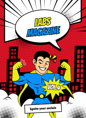 A comic book cover for labs magazine vol 4