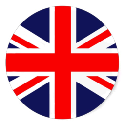 A british flag in a circle on a white background