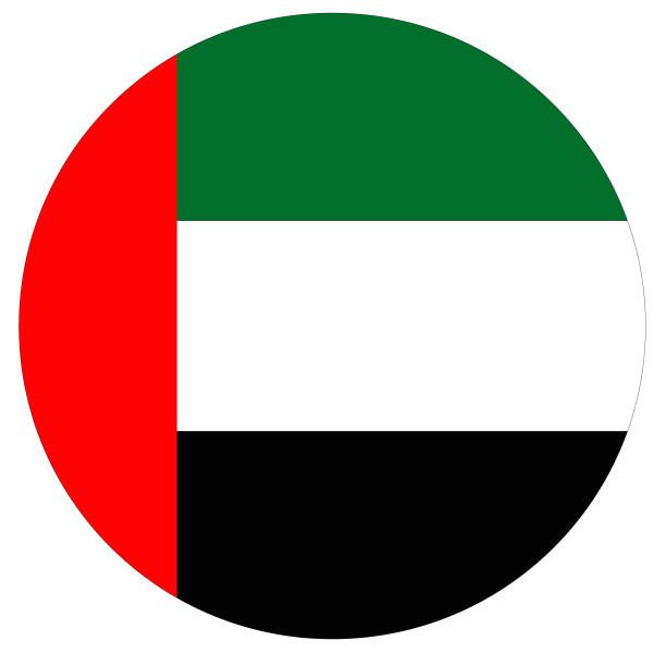 The flag of the united arab emirates is in a circle on a white background.