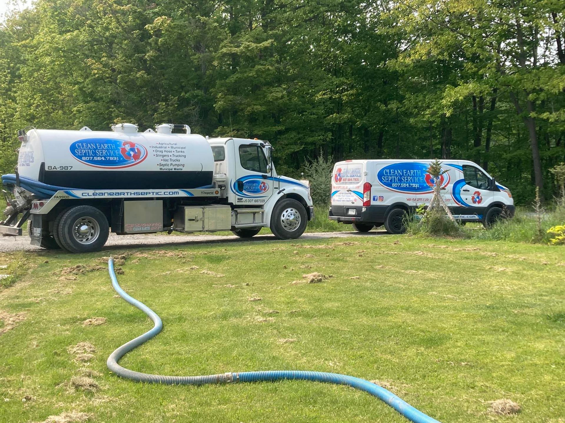 Clean Earth Sewer & Drain Experts in Ithaca NY Septic Truck and Utility van
