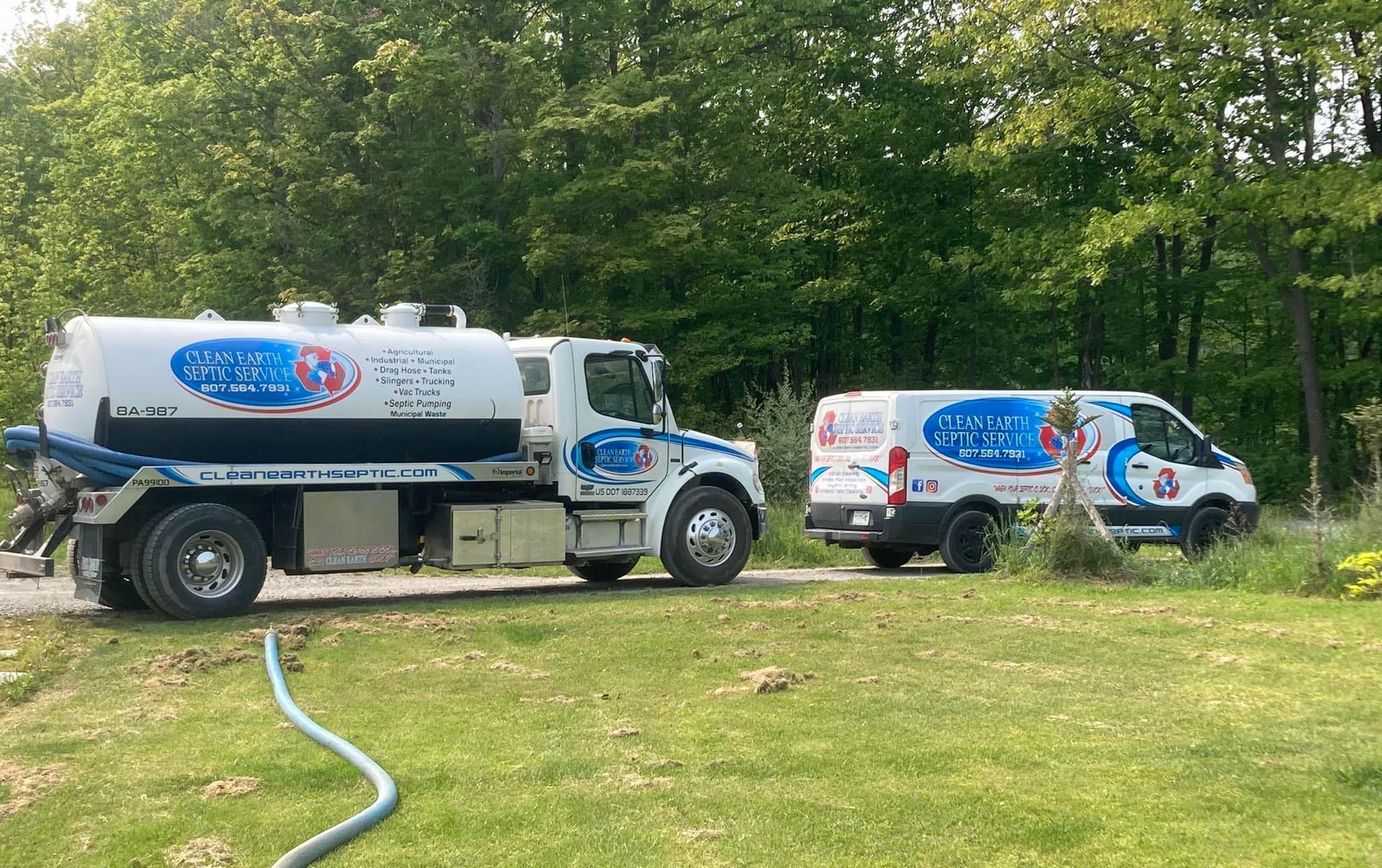 septic service trucks in Ithaca, NY, clean earth septic service performing septic services in Elmira