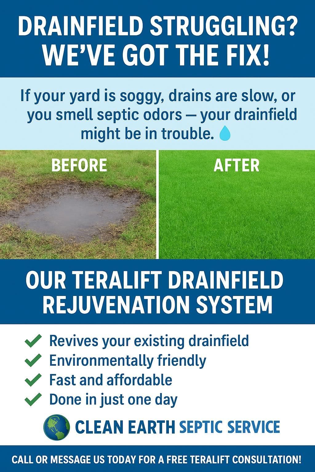 Clean Earth Septic Graphic for Drainfield Rejuvenation with Terra Lift
