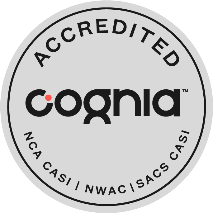 A sticker that says accredited cogna on it