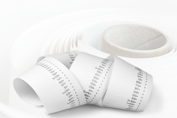 photo of four white rolls of thermal paper for autoclave printer