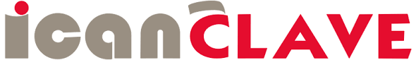 Icanclave logo text in grey and red