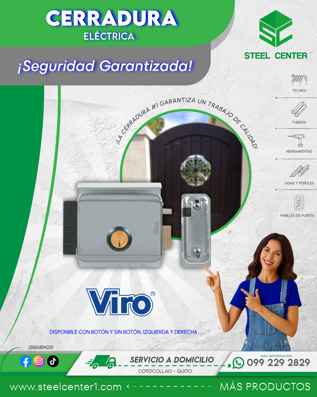 Cerraduras Viro Eléctricas Originales Con Botón y Sin Botón | Derecha e Izquierda | Steel Center - Cotocollao Quito
