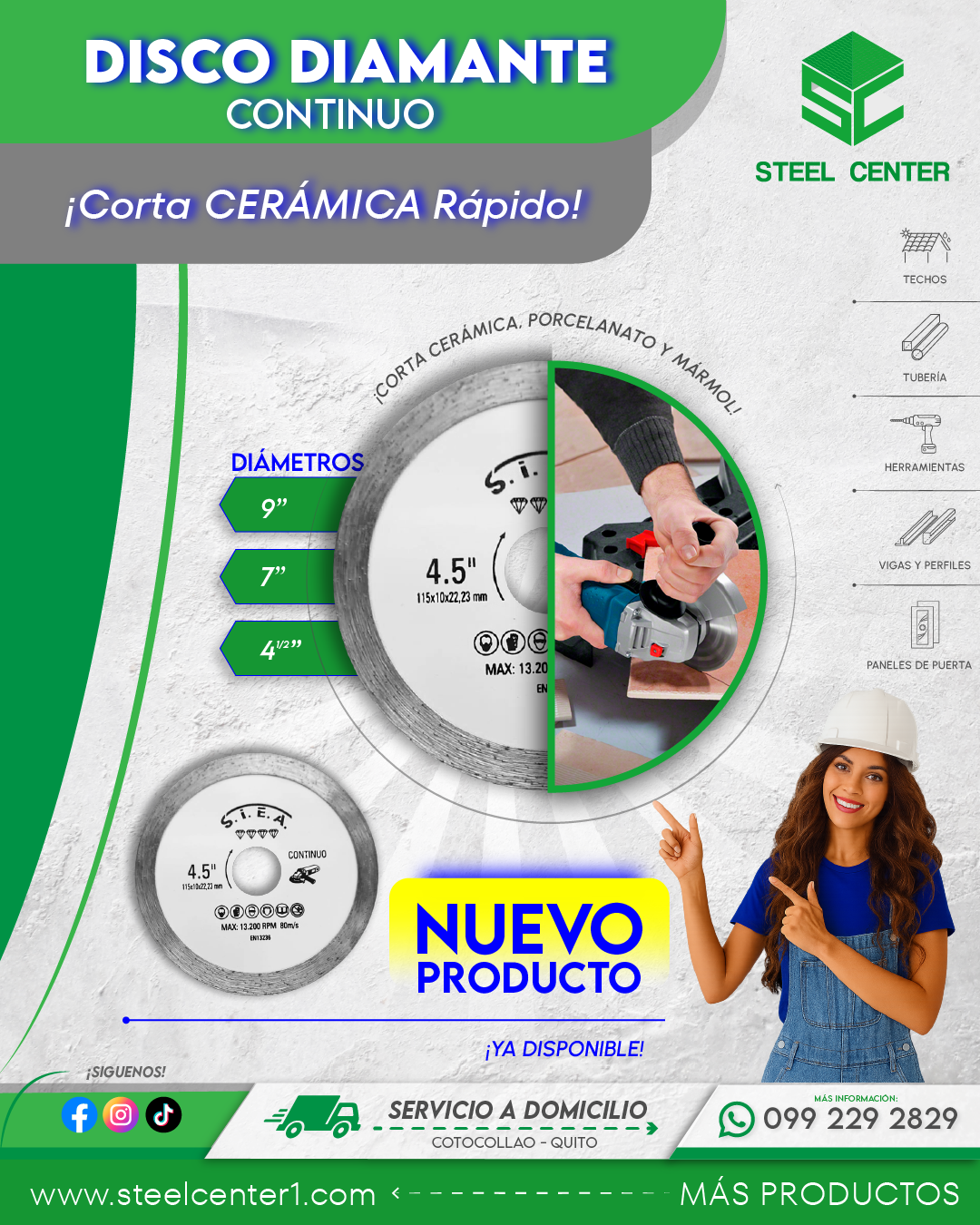 Disco de Diamante Continuo | Corta Cerámica Rápido y Preciso | Steel Center - Cotocollao Quito