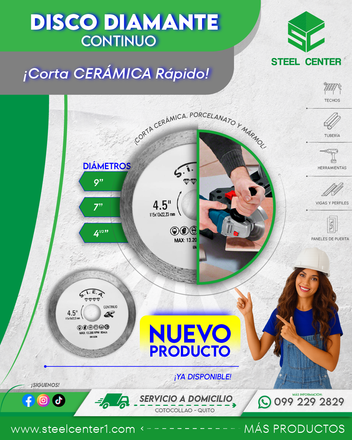 Disco de Diamante Continuo | Corta Cerámica Rápido y Preciso | Steel Center - Cotocollao Quito