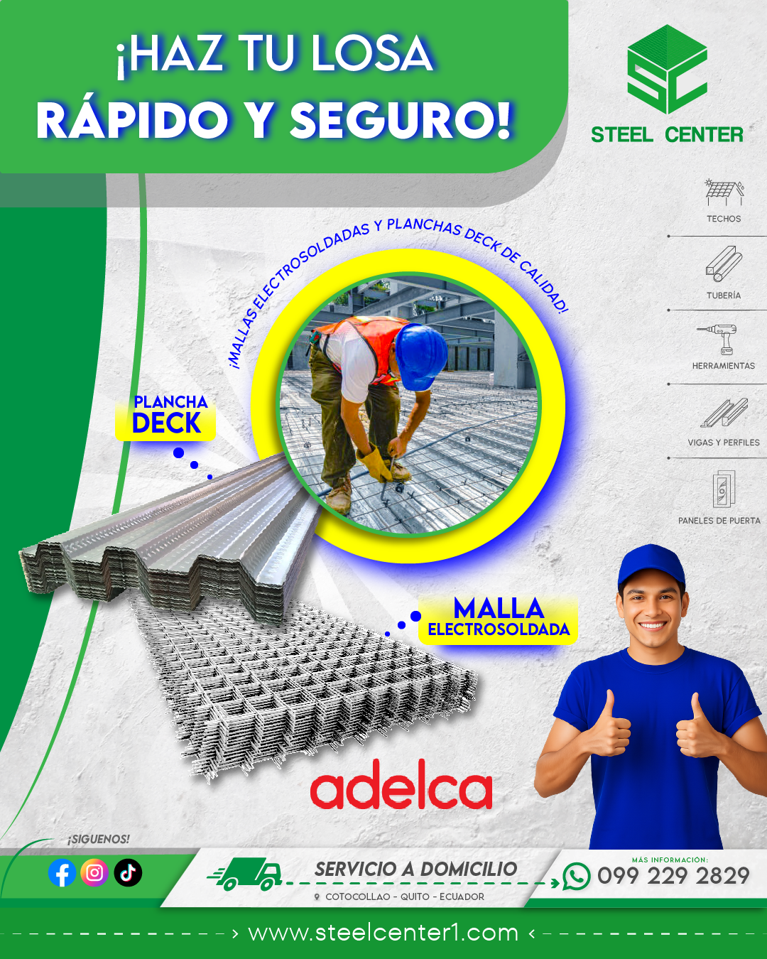 Adelca Mallas Electrosodadas y Planchas Deck Norte Quito | Cotocollao | Losas | Construcción Quito  | Steel Center