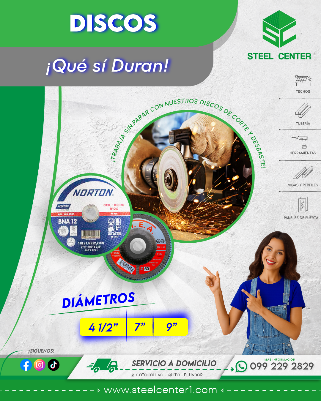 Discos de Corte Norte Quito | Cotocollao | Discos de Lija | Discos de Desbaste | Corte de Metal | Discos para Amoladora SIEA & NORTON  | Steel Center