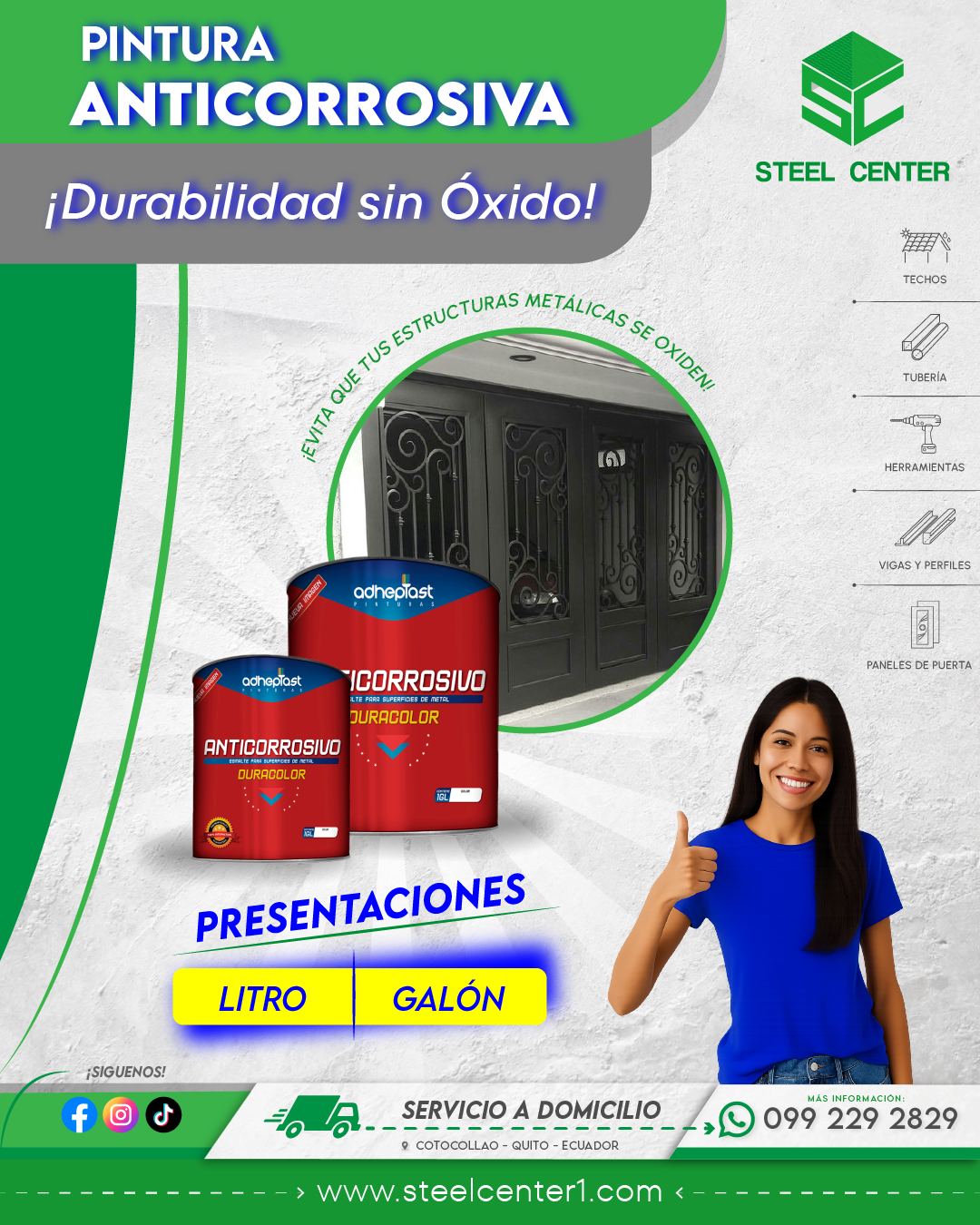 Pintura Anticorrosiva Norte Quito | Cotocollao | Litro y Galón | Estructuras Sin Óxido | ADHEPLAST  | Steel Center