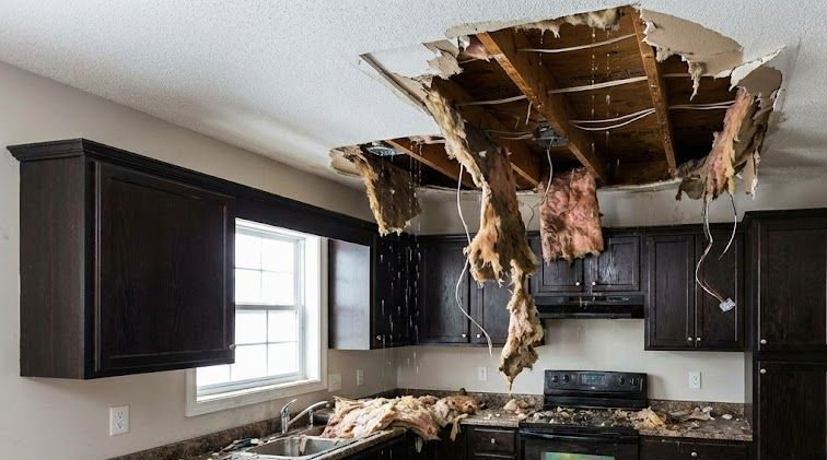 ceiling water damage before photo