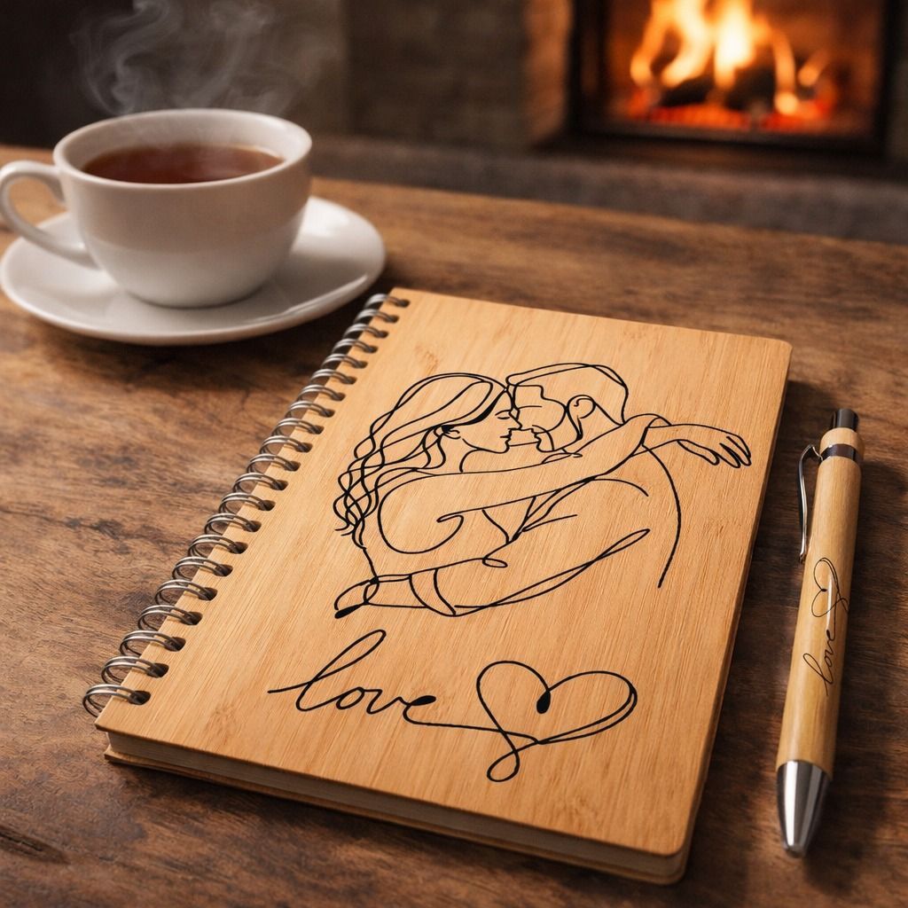 Quaderno con coppia incisa e scritta