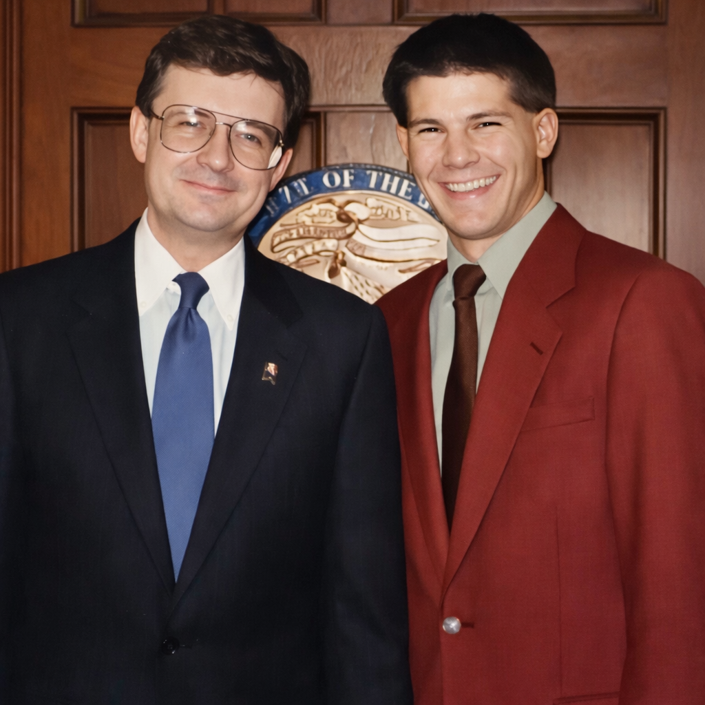 McGowan as a Congressional Intern with Rep. Fred Grandy in Washington, DC (July 1987).