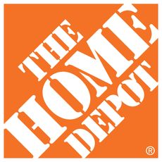 The Home Depot logo: White text "THE HOME DEPOT" in a tilted layout, set against an orange square background.
