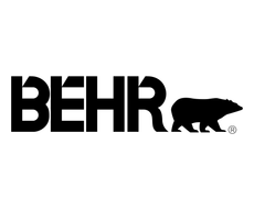 BEHR paint logo with the word "BEHR" in bold, black letters and a black silhouette of a polar bear.