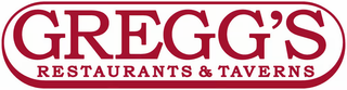 Logo for Gregg's Restaurants & Taverns, a maroon-colored oval shape with the name in white lettering.
