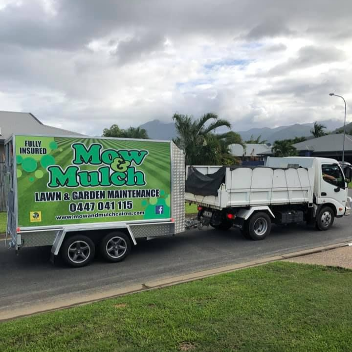 Truck With Mow  Mulch Trailer — Mow & Mulch Lawn & Garden Maintenance In White Rock, QLD