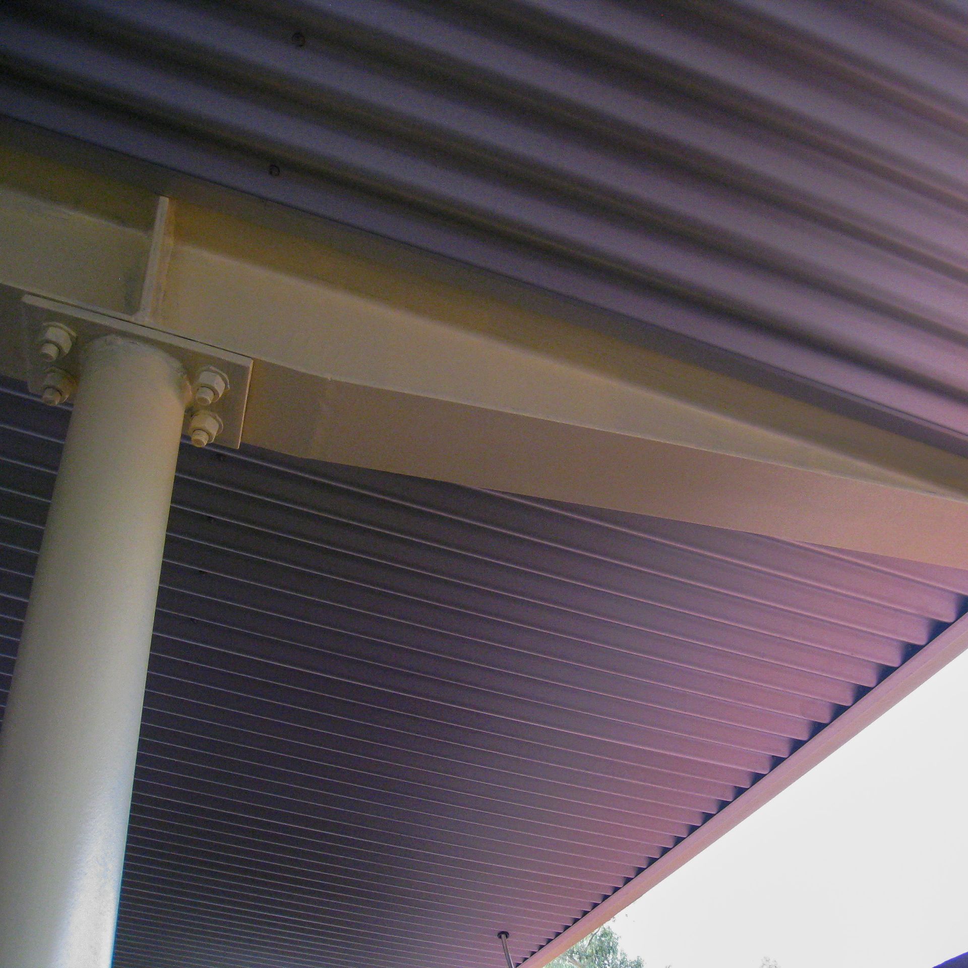 Looking up at the ceiling of a building