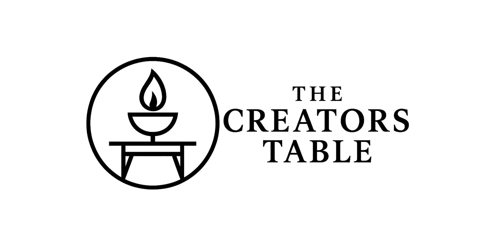 Logo: circle with flame over a bowl on a table, text 