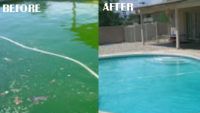 A before and after picture of a swimming pool.