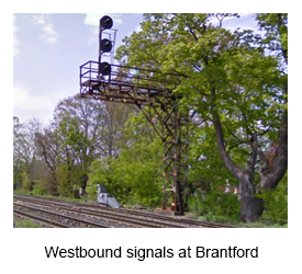 Westbound signals at Brantford