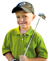 young boy golfer in green shirt