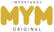El logotipo de mym original es amarillo y negro sobre un fondo blanco.