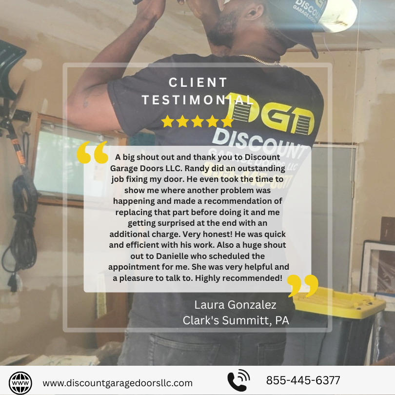 Garage door tech doing garage door opener repair in clarks summit review with 5 star review from  