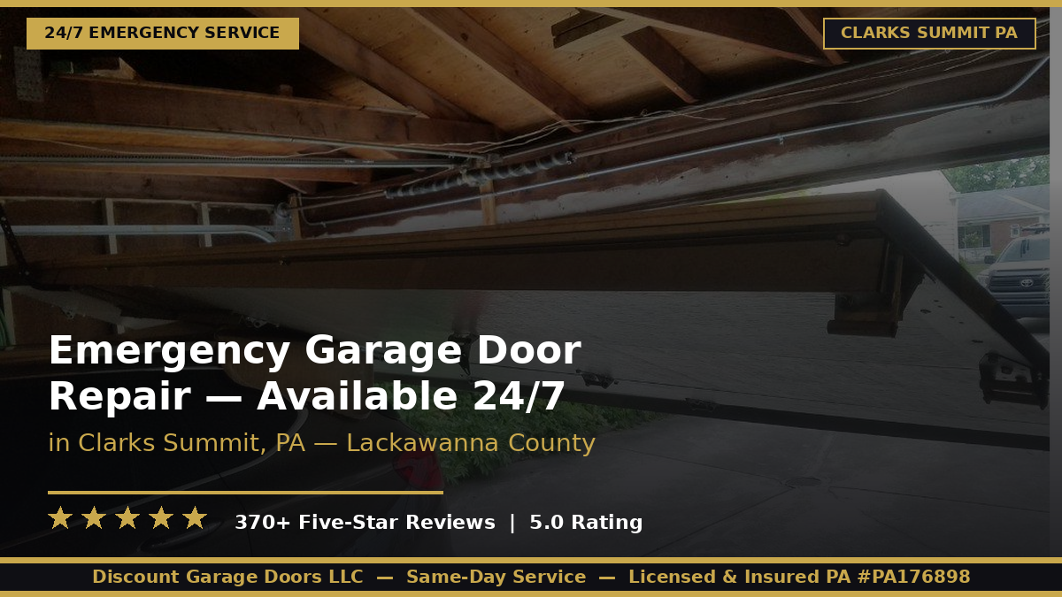 emergency garage door repair in clarks summit pa garage door is off track and leaning on vehicle inside
