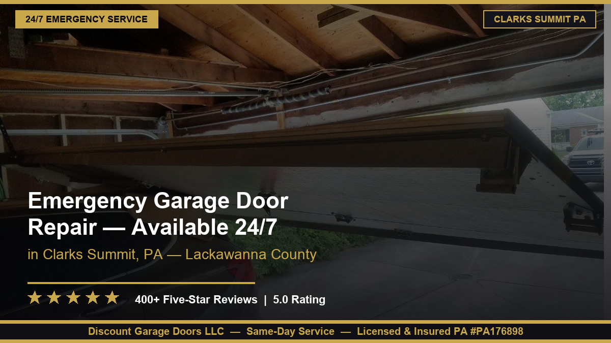 emergency garage door repair in clarks summit pa garage door is off track and leaning on vehicle inside