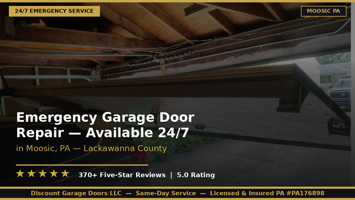 emergency garage door repair in moosic pa shows garage door falling on vehicle