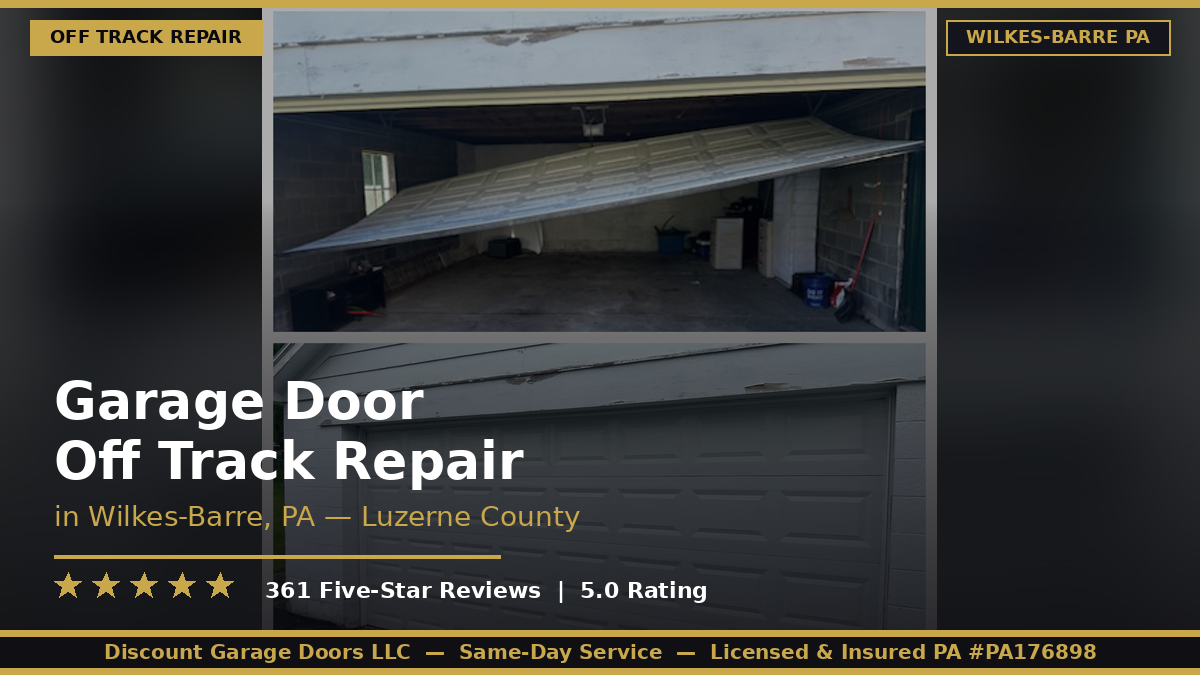 wilkes-barre garage door off track with caution tape on it