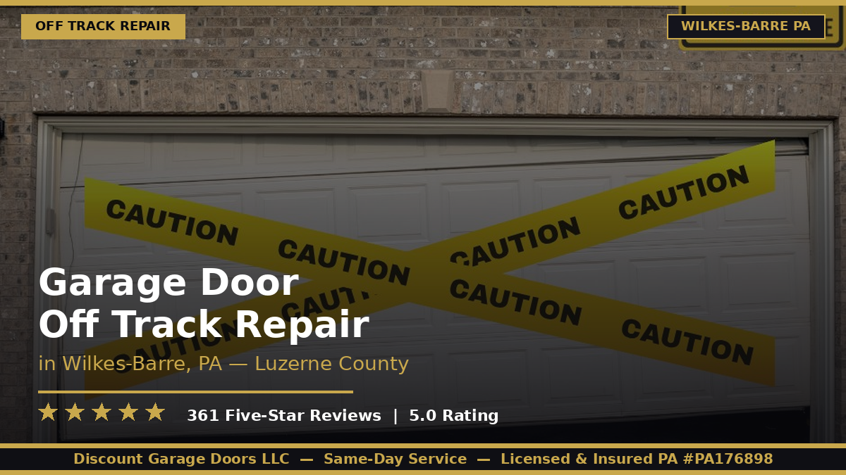 wilkes-barre garage door off track with caution tape on it