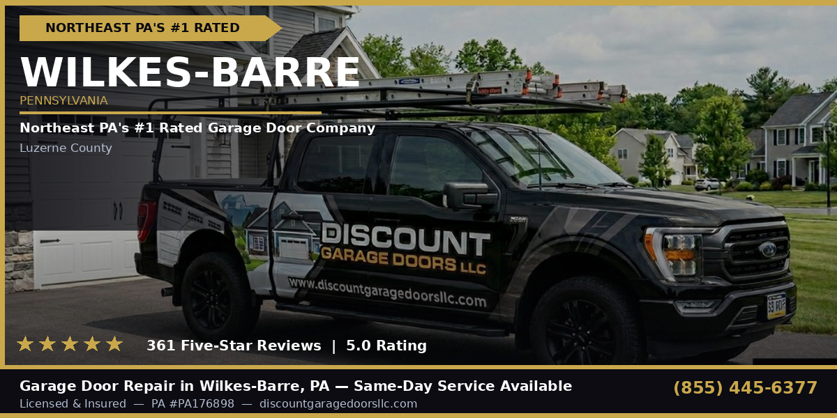 discount garage doors llc truck parked in wilkes-barre driveway