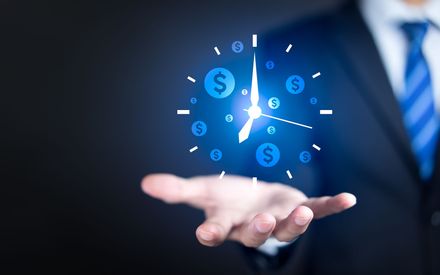 hand men clock in blue men payment management installment loans