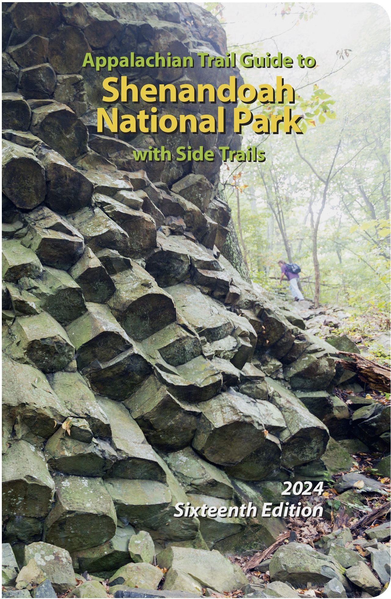 Un libro titulado Guía del sendero de los Apalaches al Parque Nacional Shenandoah con senderos secundarios.