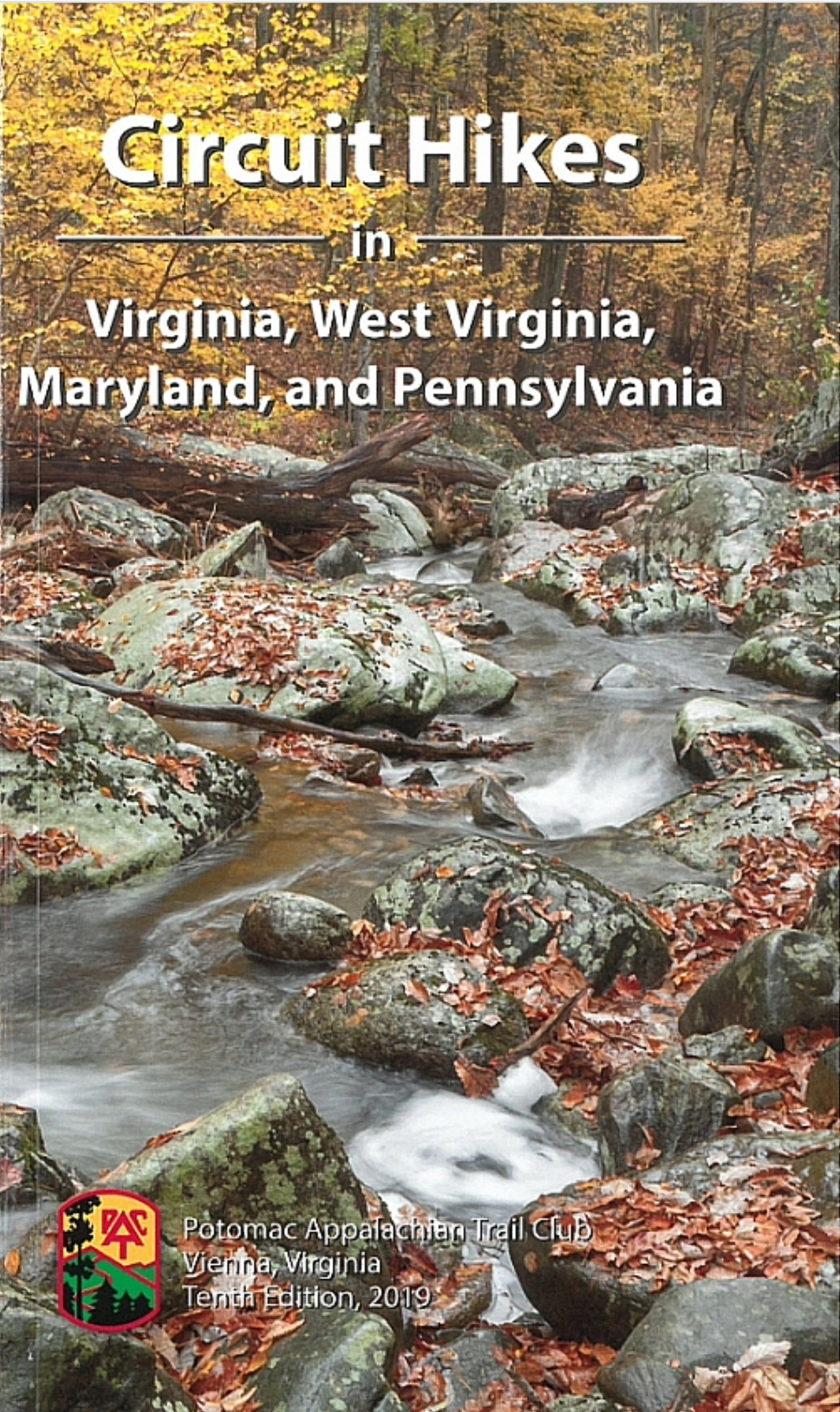 A PATC guide book showing circuit hike trails in Virginia, West Virginia, Maryland, and Pennsylvania.