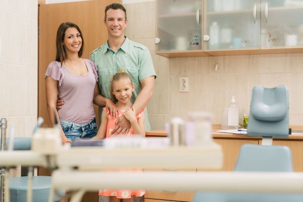 Family in a dental office