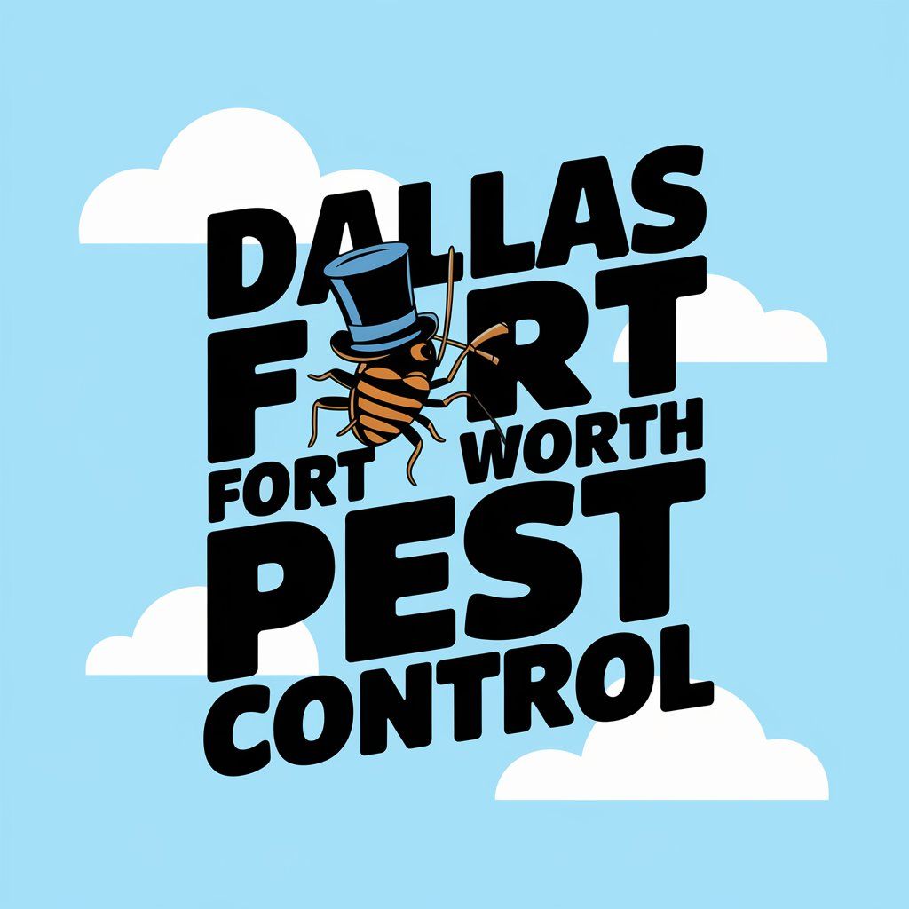 A logo for dallas fort worth pest control with a termite wearing a top hat