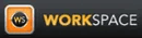 The word workspace is on a black background