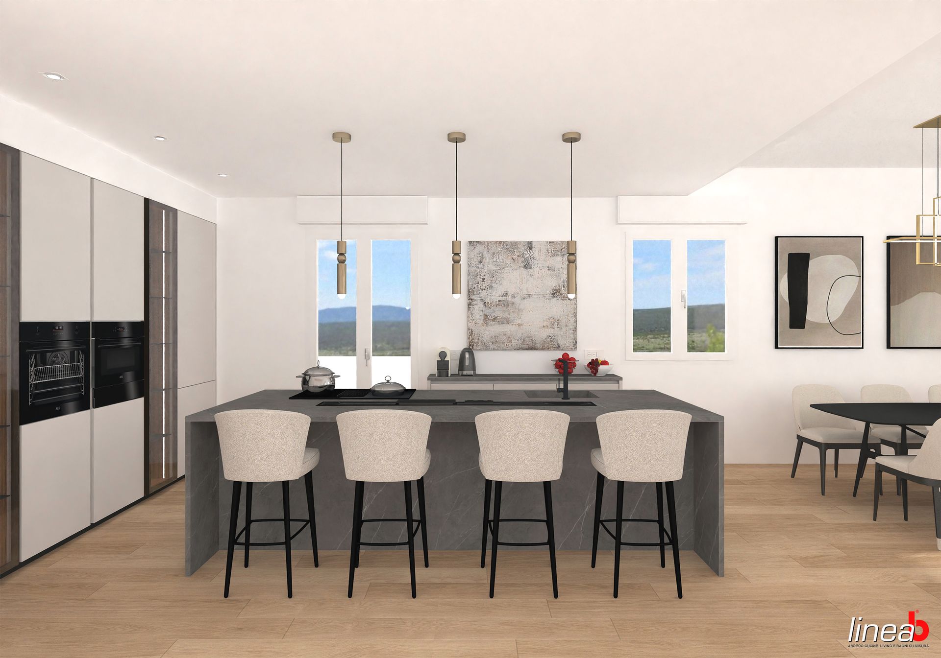 rendering cucina di design a Bologna