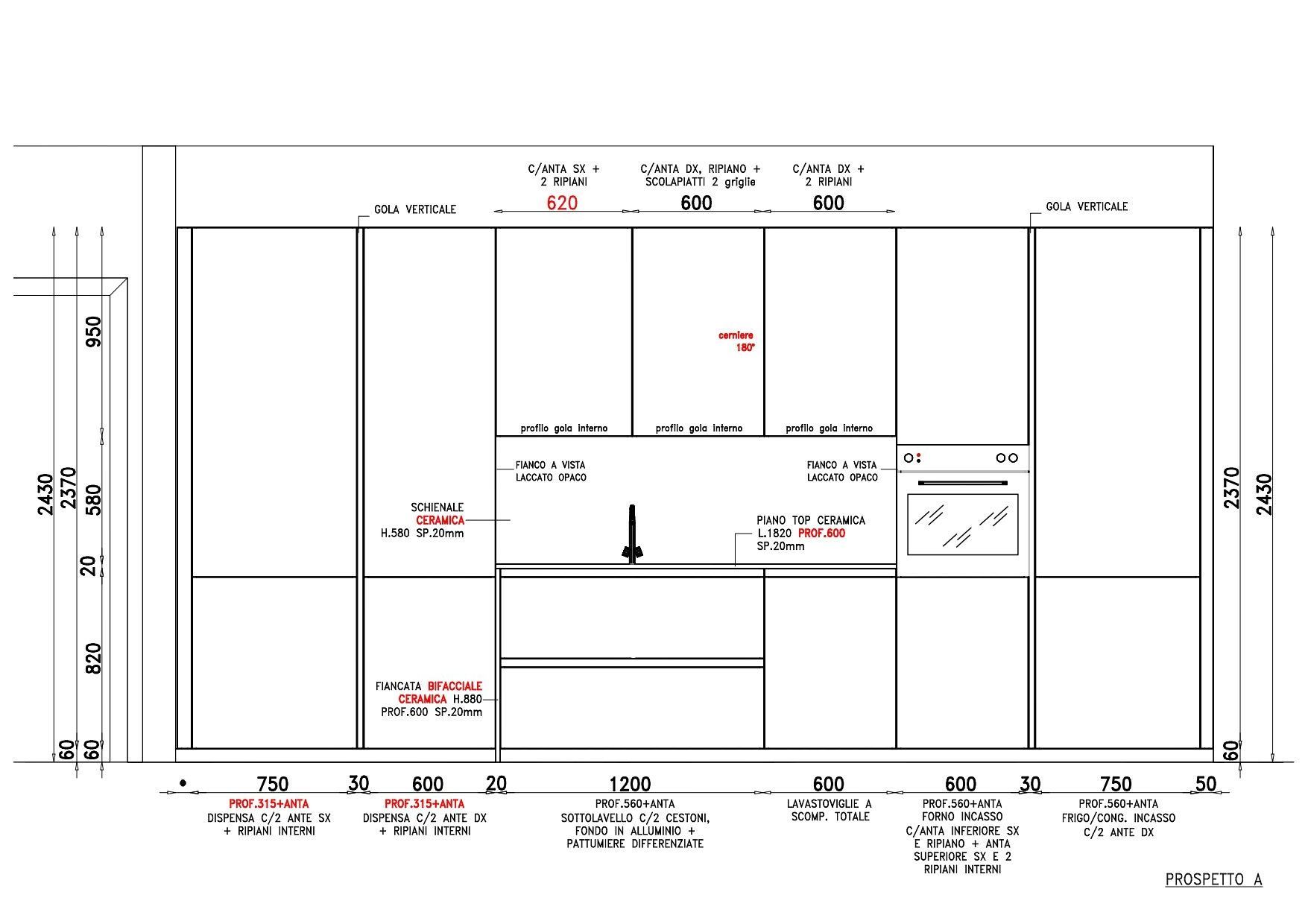 disegni tecnici di cucine di design a Bologna