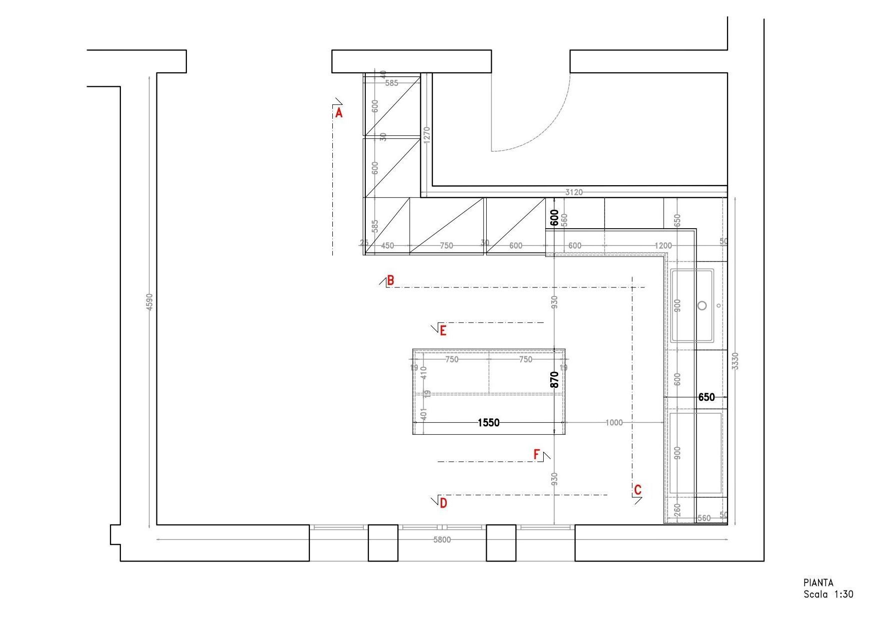 disegni tecnici di cucine di design a Bologna