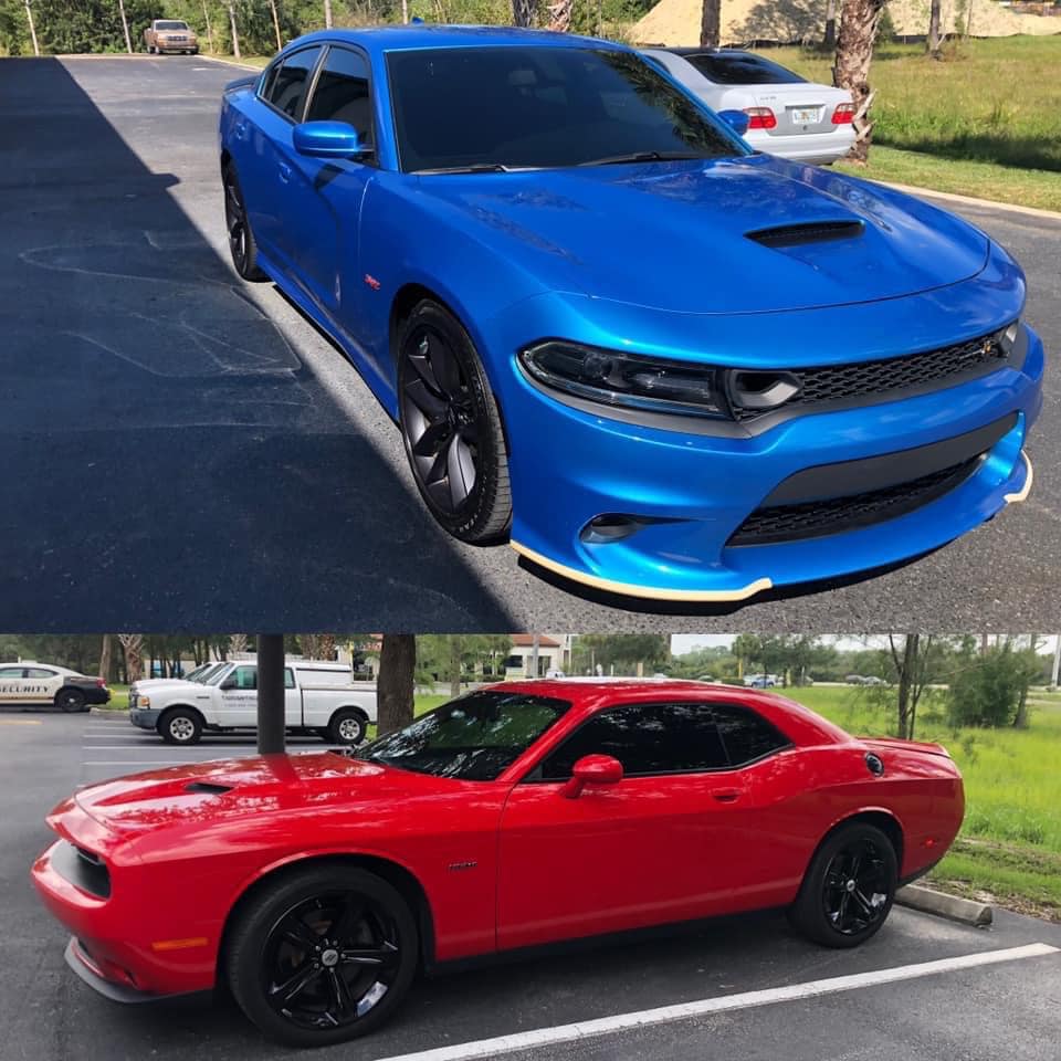 Blue and Red Car with Tinted Windows — Fort Myers, FL — Qool Window Tinting Blue and Red Car with Tinted Windows — Fort Myers, FL — Qool Window Tinting