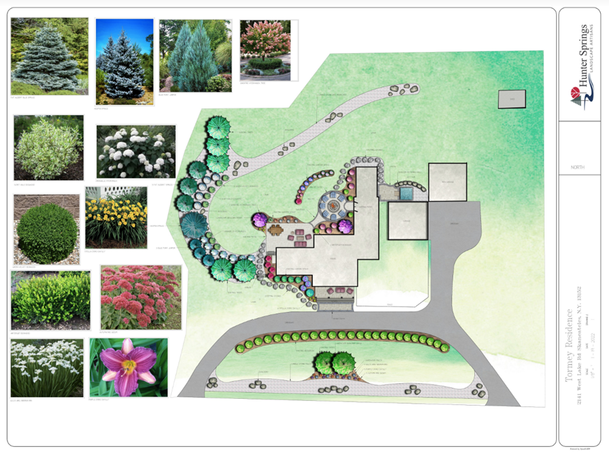Residential landscape design with outdoor spaces, softscapes and hardscapes