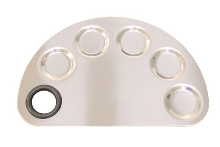 Placa Inox Meia Lua com Espátula para Maquiagem Katy