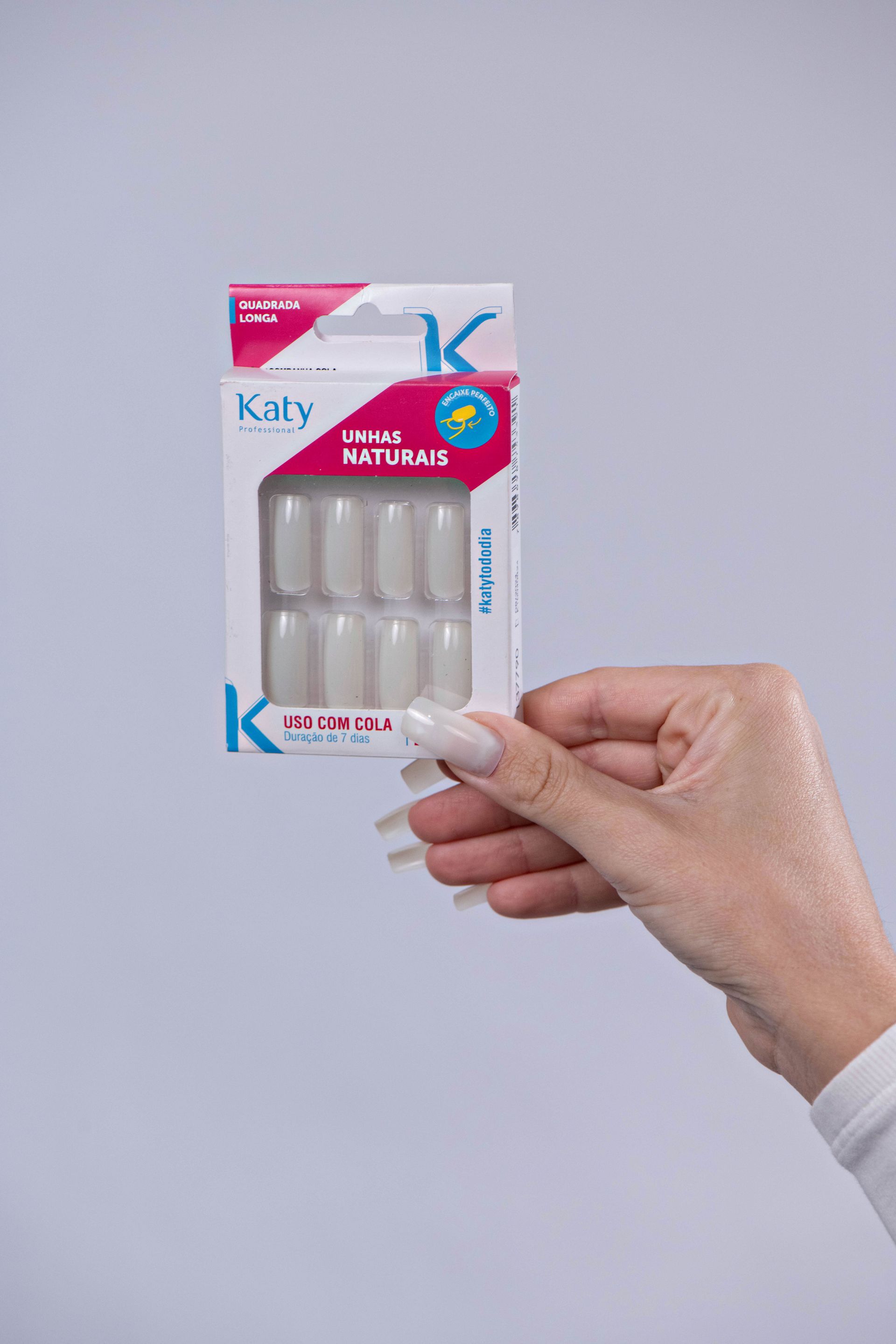 Unhas Naturais Katy Quadrada Longa - 24 unidades