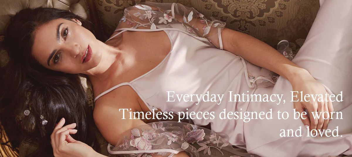 Woman in white lingerie, lying down with text: 