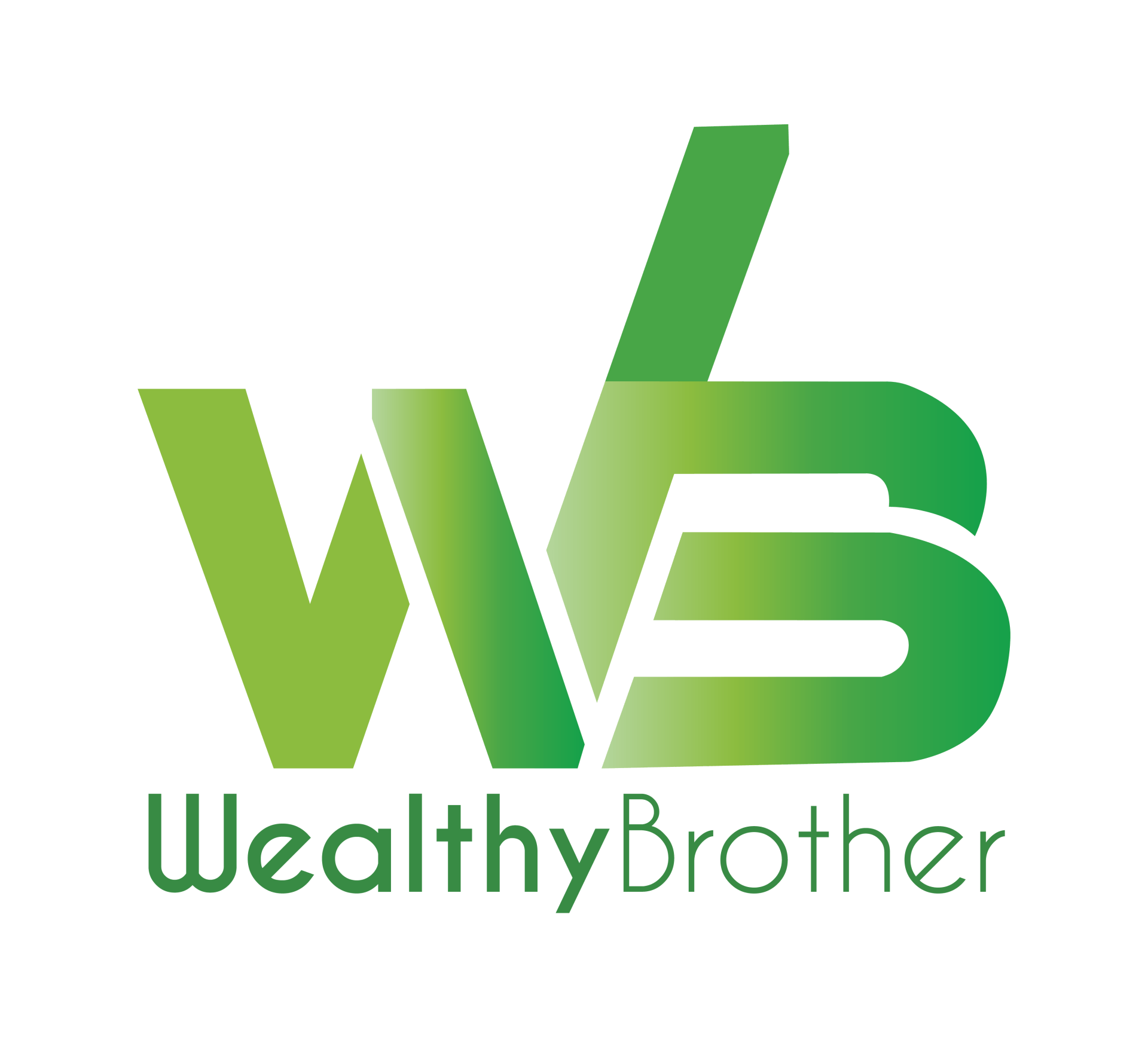 The logo for wealthy brother is green and white.